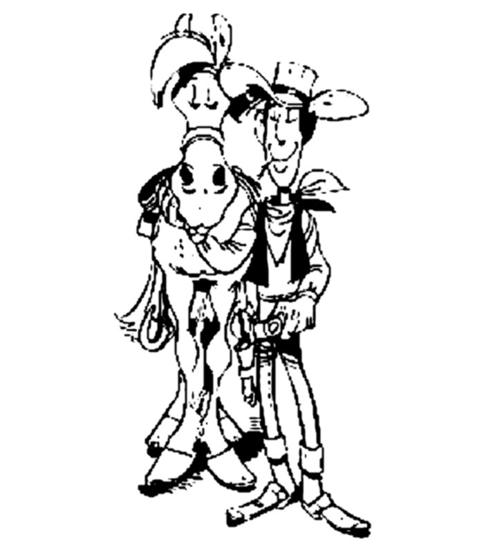 coloriage lucky luke marche avec jolly jumper